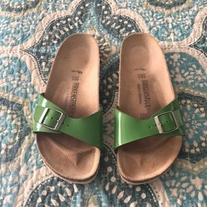 Birkenstock’s Madrid  Green Patent Lea Size 8